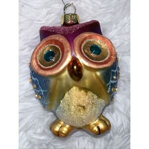 Pier One 1 Imports Glittery Owl Ornament Christmas Holiday Decor